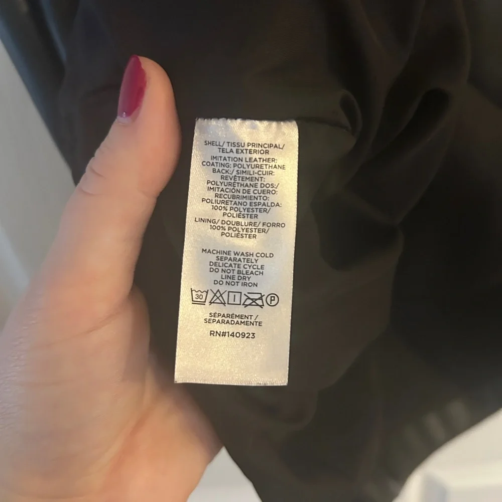 LOFT Black Faux Leather Dress with Puff Sleeves - Picture 3 of 5